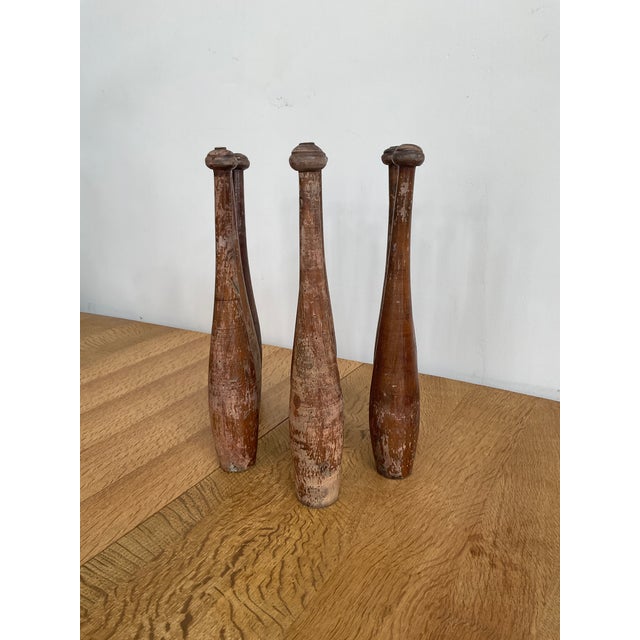 Brown Antique Hand Carved Indian Club Pins & Exercise Weights - Set of 8 For Sale - Image 8 of 15