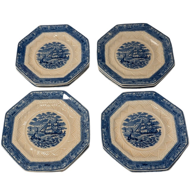 Mason's Ironstone Mid 19th Century Mason's Ironstone American Marine Dinner Plates- Set of 11 For Sale - Image 4 of 14