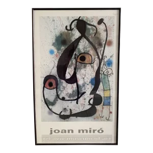 1960s Joan Miró Man and Woman Tel Aviv Museum Exhibition Poster Art