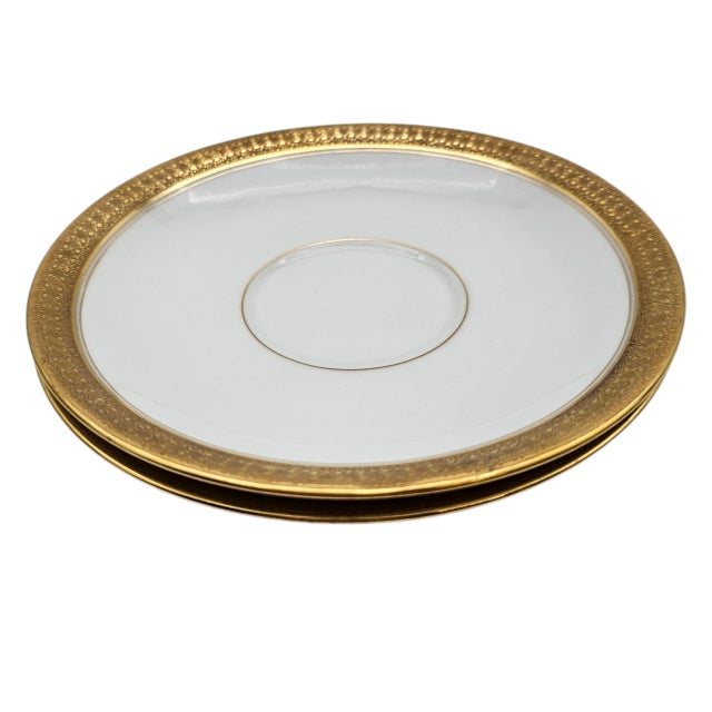 Mid 20th Century Ahrenfeldt Limoges 22k Gold Encrusted Mid-Century Saucers, Pair For Sale - Image 5 of 6