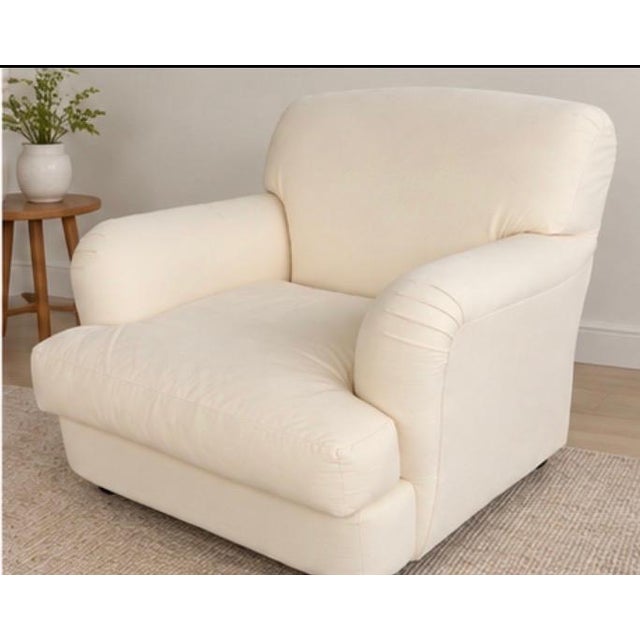 English 1990s Quatrine Milan English Roll Arm Lounge Chair in Ivory Cotton Duck For Sale - Image 3 of 8