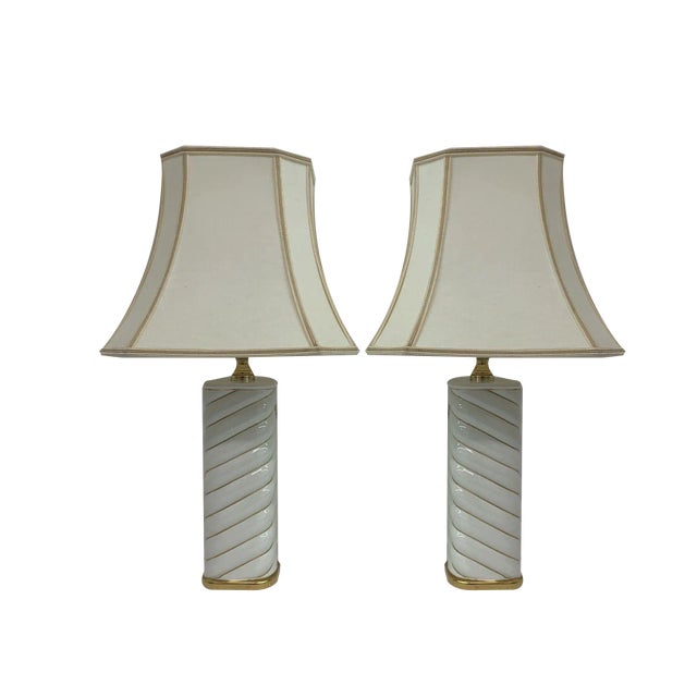 Ceramic Swirl Table Lamps, Italy, 1970s, Set of 2 For Sale