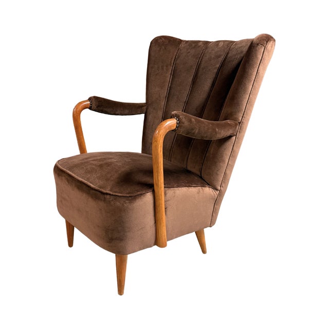 Professionally refurbished pair of vintage early-Swedish modern or Art Deco lounge chairs produced in Sweden, circa...