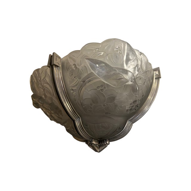 Silver Art Deco Corner Sconces by Genet And Michon, 1930s, Set of 2 For Sale - Image 8 of 17