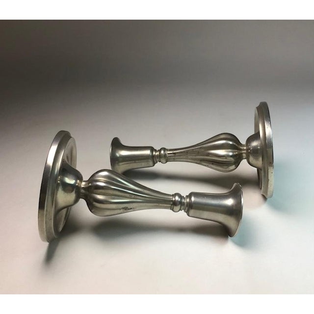 Art Deco Pewter Candlesticks by Sylvia Stave, 1940s, Set of 2 For Sale - Image 6 of 11