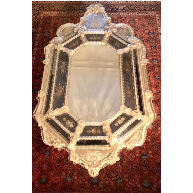 Venetian Palazzo Faceted Murano Glass 3-Tiered Mirror, 1920s For Sale - Image 9 of 9