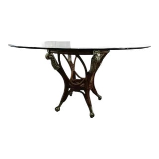 1990s Bamboo Chippendale Glass Top Table For Sale