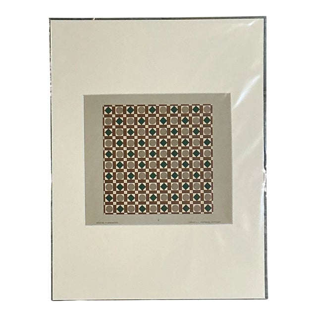 Vintage Geometric Tile Design Serigraph For Sale