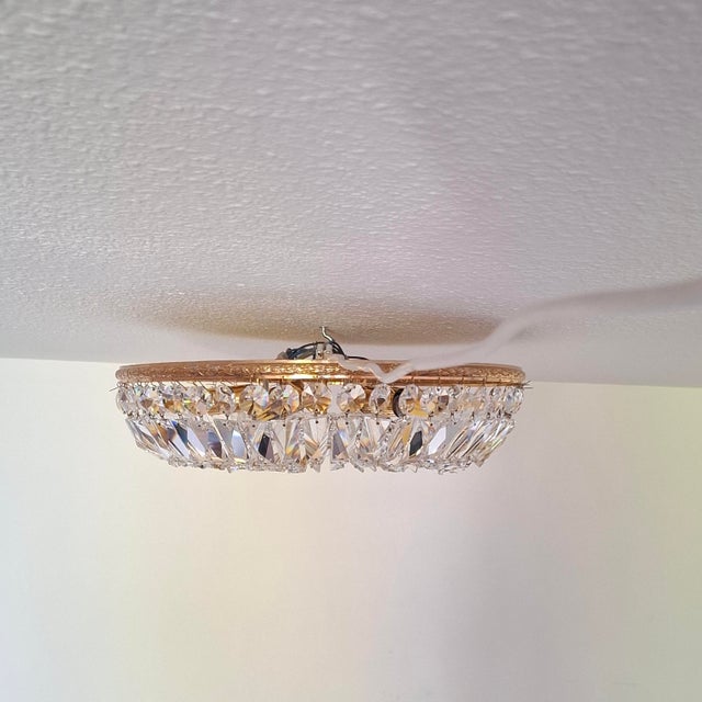 Vintage Ceiling Light in Brass and Lead Crystal from Palwa, Germany, 1960s For Sale - Image 4 of 18