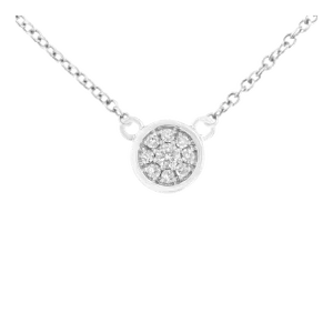 10K White Gold 1/4 Cttw Diamond Flower Pendant Necklace - Adjustable 16-18" chain
