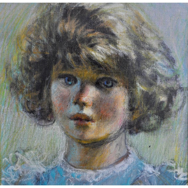 1960s Mary Sarg Murphy Nantucket Artist Portrait of Young Girl For Sale - Image 4 of 7
