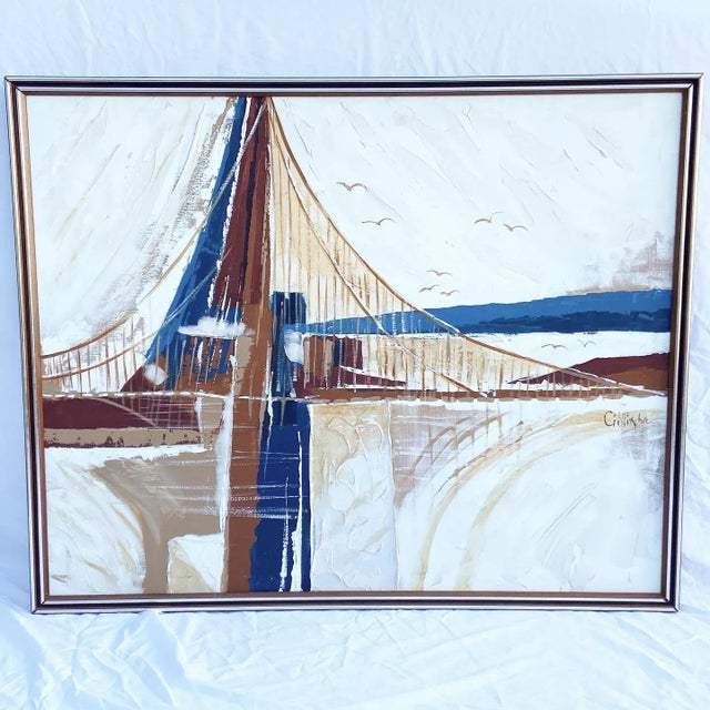 1960s Mid Century Modern Abstract Bridge Painting Signed by Gillingham For Sale - Image 4 of 4
