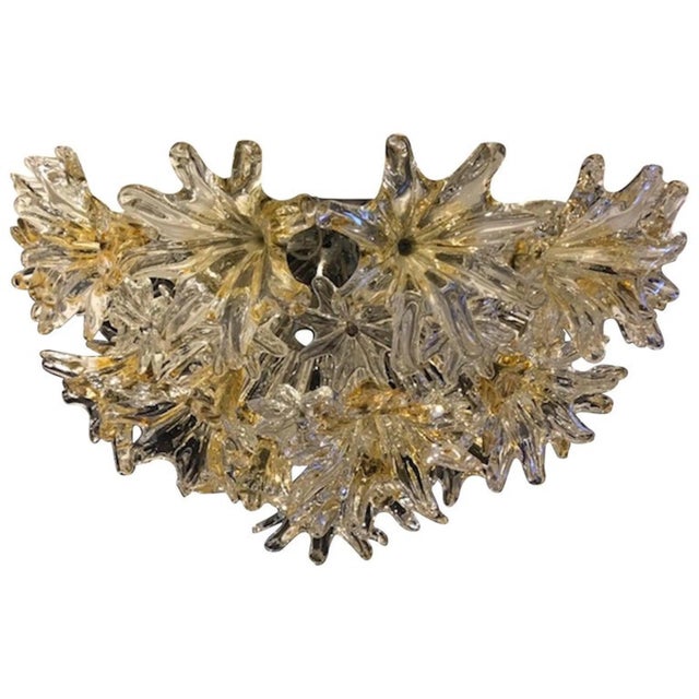 Mid-Century Modern Pair of Venini 1970s Esprit Ceiling Mount Fixture by Toni Zuccheri For Sale - Image 3 of 9