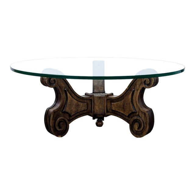 Vintage Glass Top Coffee Table For Sale
