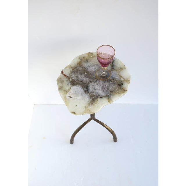 Gold Agate Side Drinks Table Organic Modern Style For Sale - Image 8 of 9