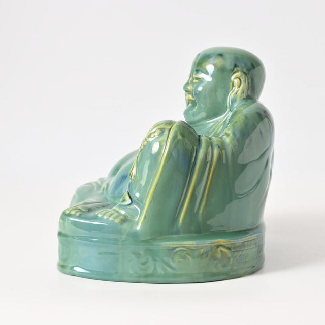 Italian Green Glazed Buddha Figurine by Gio Ponti for Richard Ginori, 1930s For Sale - Image 3 of 12