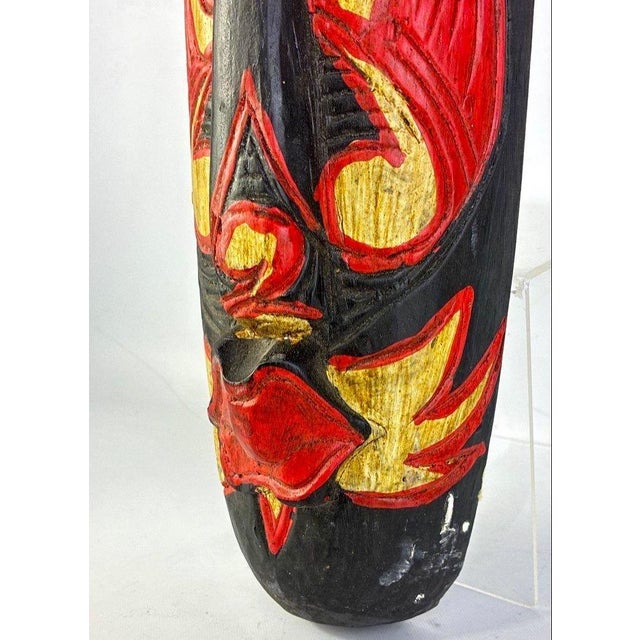 40" Long Hand-Carved Mid-Century Indonesian Wall Mask Tribal Aesthetics For Sale - Image 4 of 11