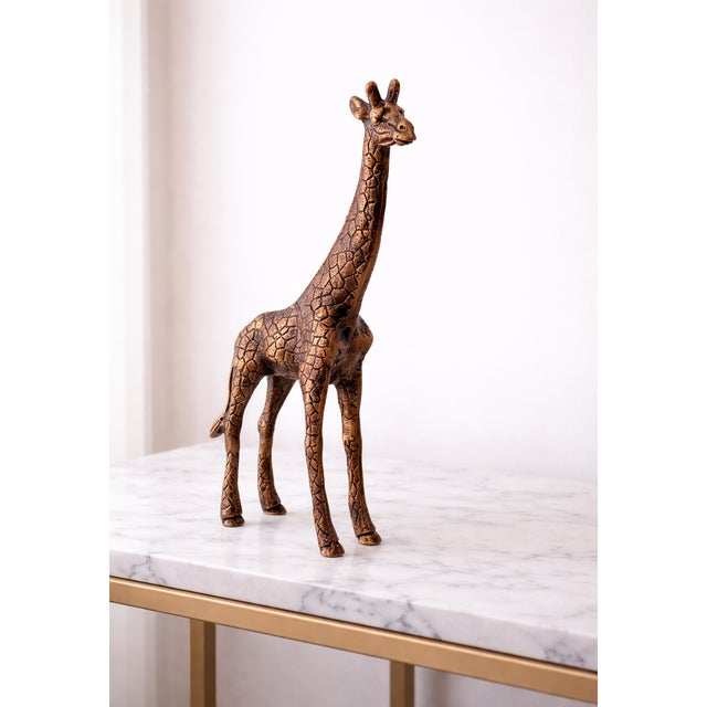 1970s Antique Copper Finish Metal Giraffe Sculpture For Sale - Image 5 of 10