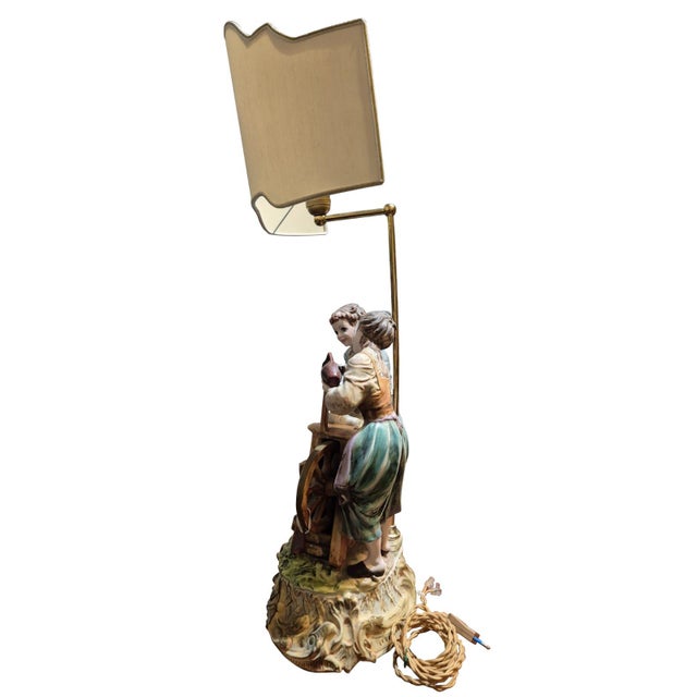 Ceramic Large Porcelain Figural Table Lamp from Capodimonte, 1960s For Sale - Image 7 of 16