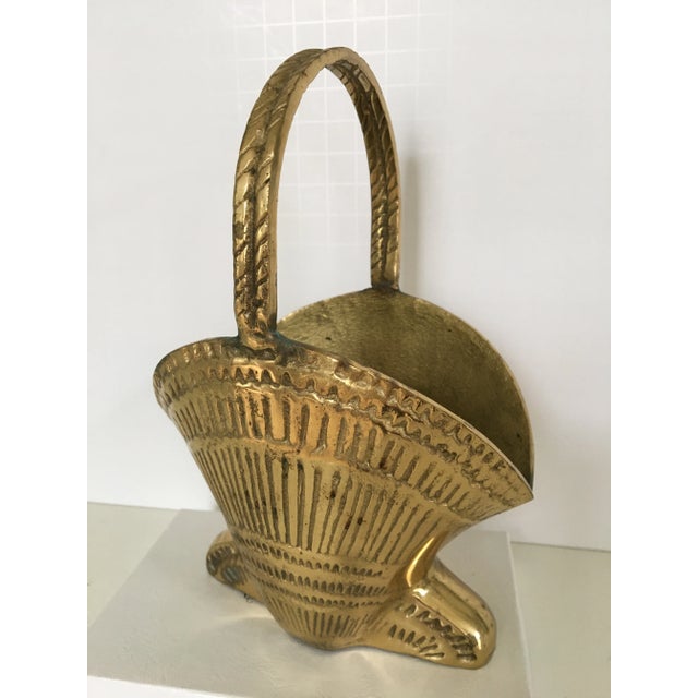 Mid-20th Century Coastal Solid Brass Shell Basket/ Planter/ Cachepot For Sale - Image 4 of 13