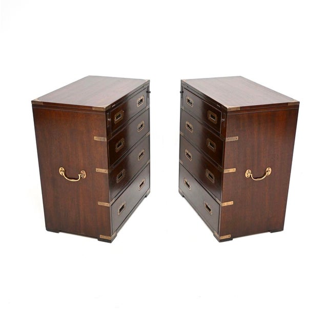 Antique Military Campaign Bachelor Chests of Drawers, 1930s, Set of 2 For Sale - Image 3 of 11