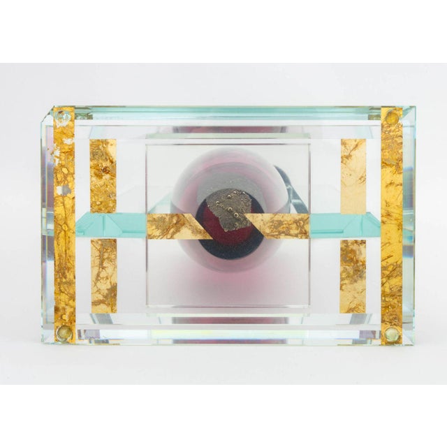 Illegibly Signed Postmodern Geometric Glass Vase, 1998 For Sale - Image 12 of 13