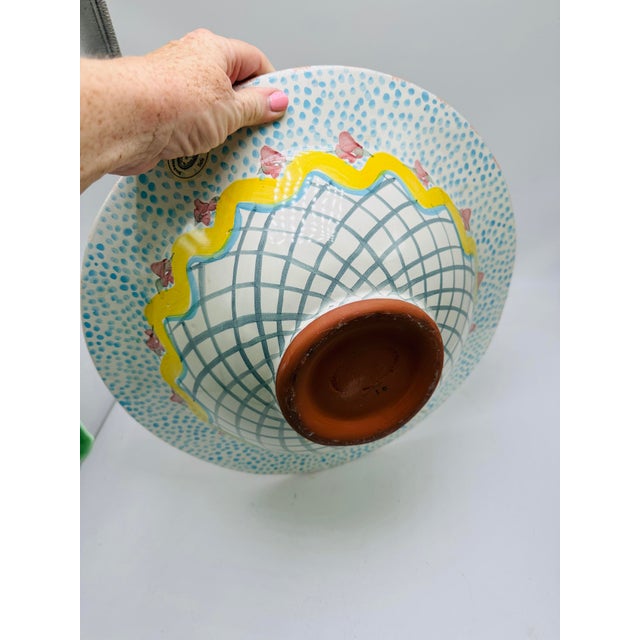 Mackenzie Childs Serving Bowl Wild Rose Slate