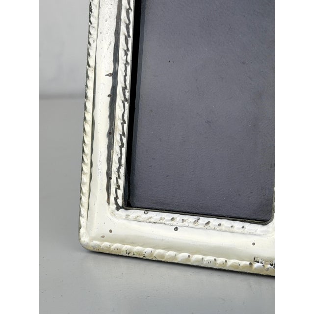 Vintage Italian Sterling Silver Photo Frame with Classic Beaded Border, 1950s For Sale - Image 9 of 13