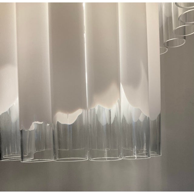 Chrome Luxury 9 - Light Tiered Drum Glass Tube Chandelier For Sale - Image 8 of 9