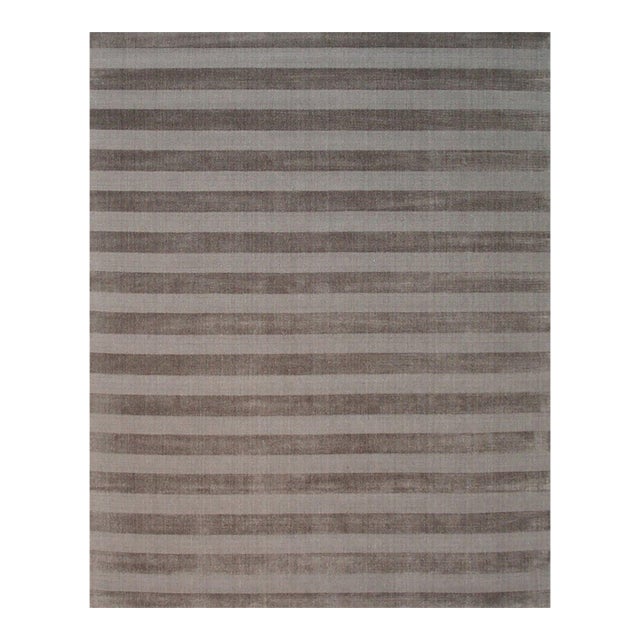 4x6 Yara Alluring Brown Geometric Modern Hand Knotted Wool Carpet Rug For Sale