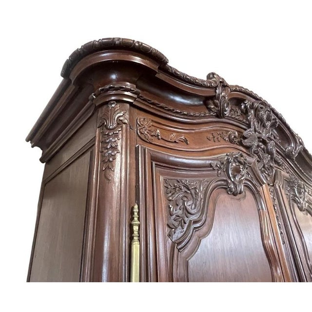 Brown Louis XV Style Mahogany Wedding Armoire For Sale - Image 8 of 12