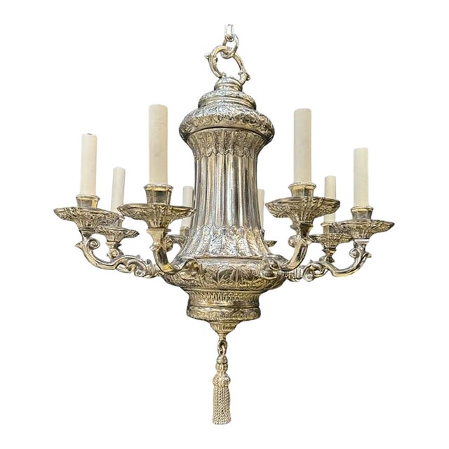 1900 Caldwell Silver Plated Chandelier 8 Lights For Sale