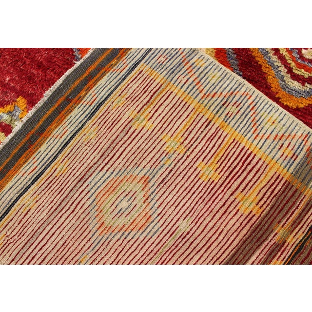 Tribal Turkish Konya Rug With Diamond Design in Beautiful Royal Red Background For Sale - Image 12 of 13