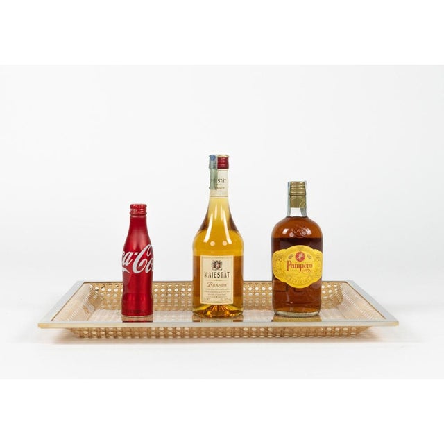 Christian Dior Vintage Serving Tray in Rattan and Chrome from Christian Dior, 1970s For Sale - Image 4 of 16