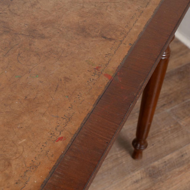 English Mahogany Leather Top Large Conference or Dining Table With Leaves, Circa 1900 For Sale - Image 11 of 16