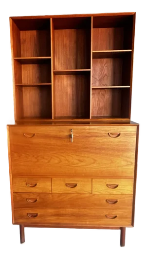 1960s Peter Hvidt & Orla Mølgaard-Nielsen for Søborg Danish Teak Desk and Hutch