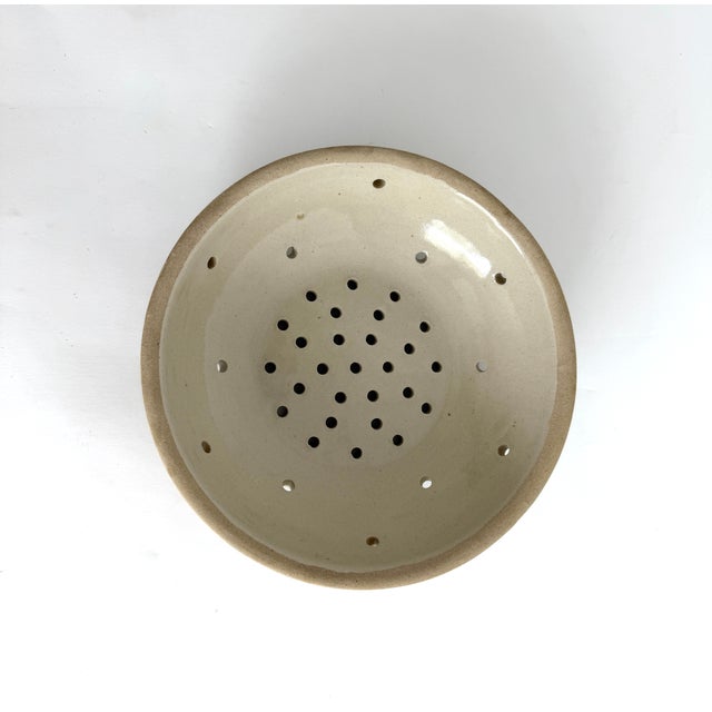 Vintage French Glazed Stoneware Berry Bowl or Cheese Strainer For Sale - Image 4 of 6