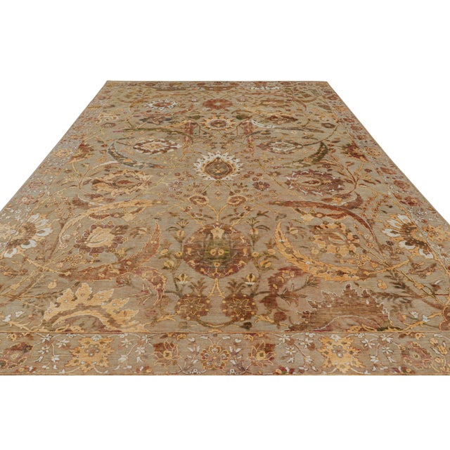 2010s Rug & Kilim’s Persian Tabriz Style Rug in Beige-Brown With Floral Patterns For Sale - Image 5 of 8