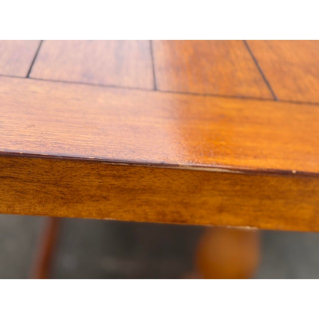 Brown Vintage Refectory Style Dining Table With Turned Baluster Legs & Trestle Base For Sale - Image 8 of 12