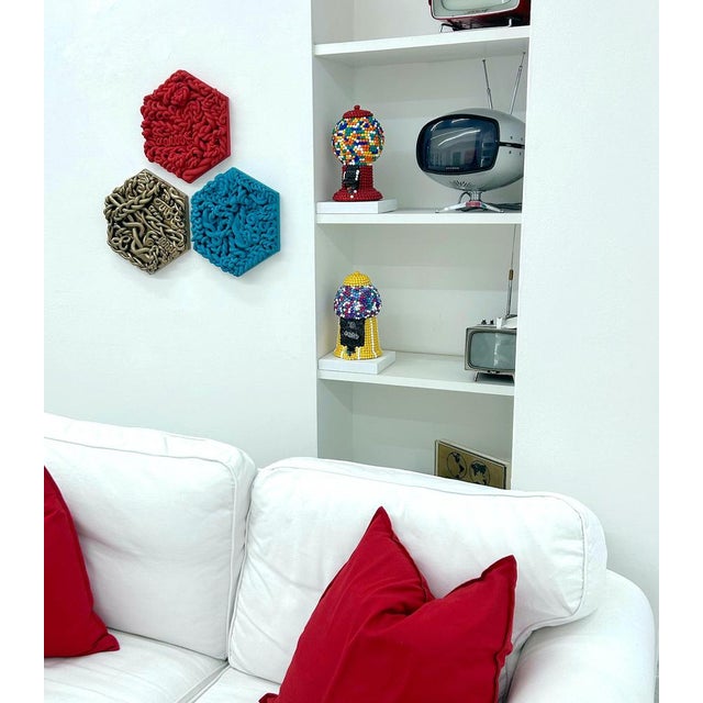 Gold #1 Fake Marshmallow Pop Art Wall Sculpture in Clay For Sale - Image 4 of 9