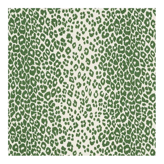 Sample, Schumacher Leopard Fabric in Green For Sale
