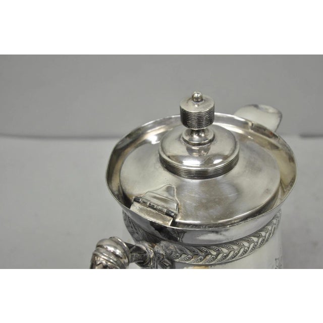 Antique Meriden Victorian LRG Silver Plated Floral Etched Pitcher, Engraved 1892 For Sale - Image 14 of 18