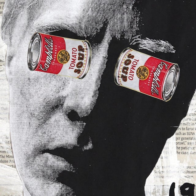 Warhol Pop Eyes - Original Pop Art Acrylic Painting on Newspaper by Gary John For Sale In Los Angeles - Image 6 of 6