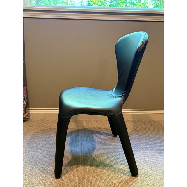 2010s 6 Roche Bobois "Marylin" Chairs - Inca Leather Black For Sale - Image 5 of 6