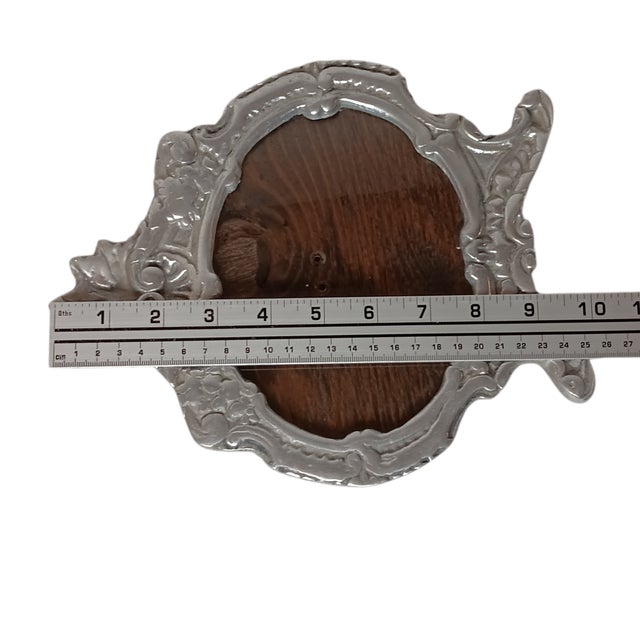 Vintage Ornate Picture Frame Silvertone Metal Scroll Design Tabletop 8" X 10" For Sale - Image 10 of 12