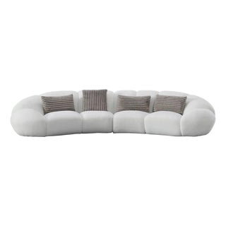 Mi-24209 Big Cloud 141" Oversized Curved Boucle Sectional Sofa - Soft Fur White For Sale