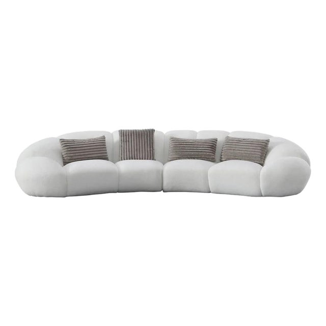 Mi-24209 Big Cloud 141" Oversized Curved Boucle Sectional Sofa - Soft Fur White For Sale