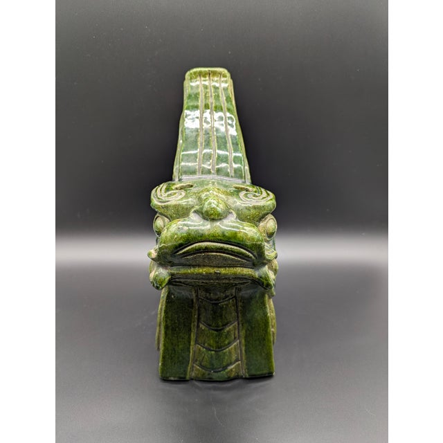Traveling Man Treasures is selling this exquisite antique Chinese glazed ceramic roof ridge tile depicting a mythical...