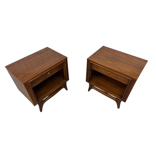 1960s Mid-Century Modern Kent Coffey Insignia Walnut Nightstands - Set of 2 For Sale - Image 5 of 11