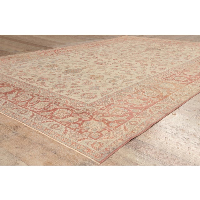 Beige Antique Persian Isfahan Rug, 08'00 X 12'02 For Sale - Image 8 of 10